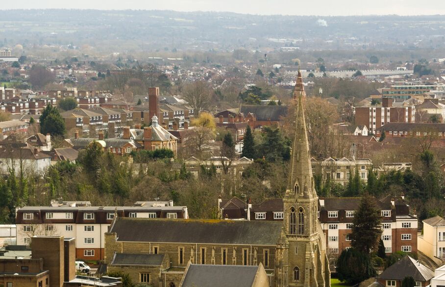 An aerial view of Surbiton