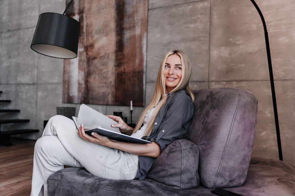 Lady relaxing in a chair